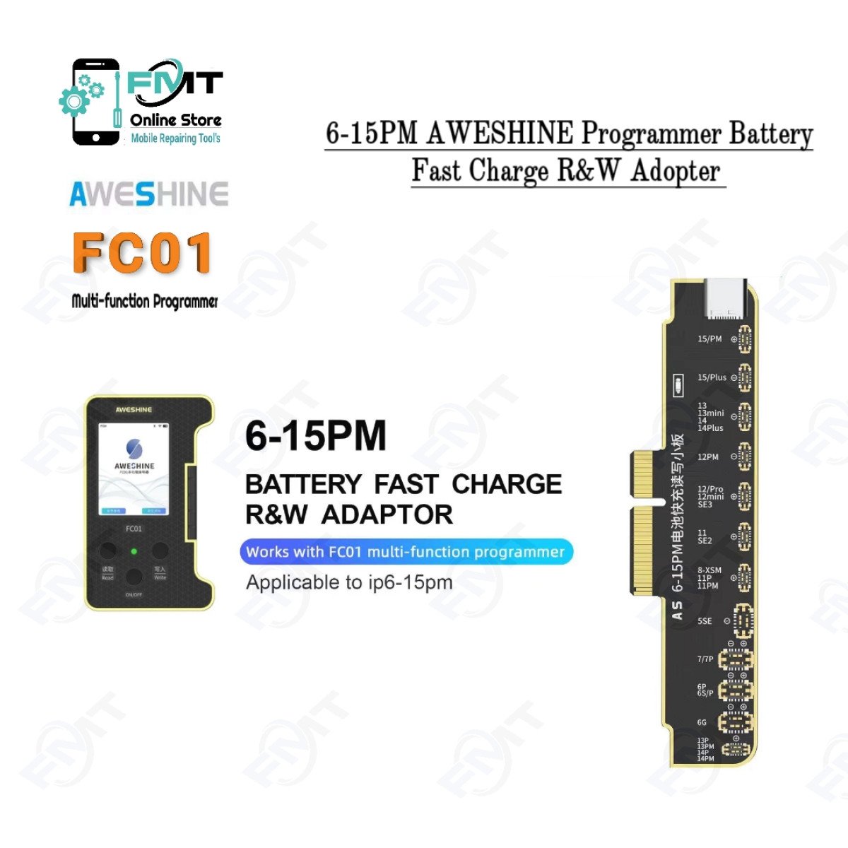 6-15PM AWESHINE Programmer Battery Fast Charge R&W Adopter