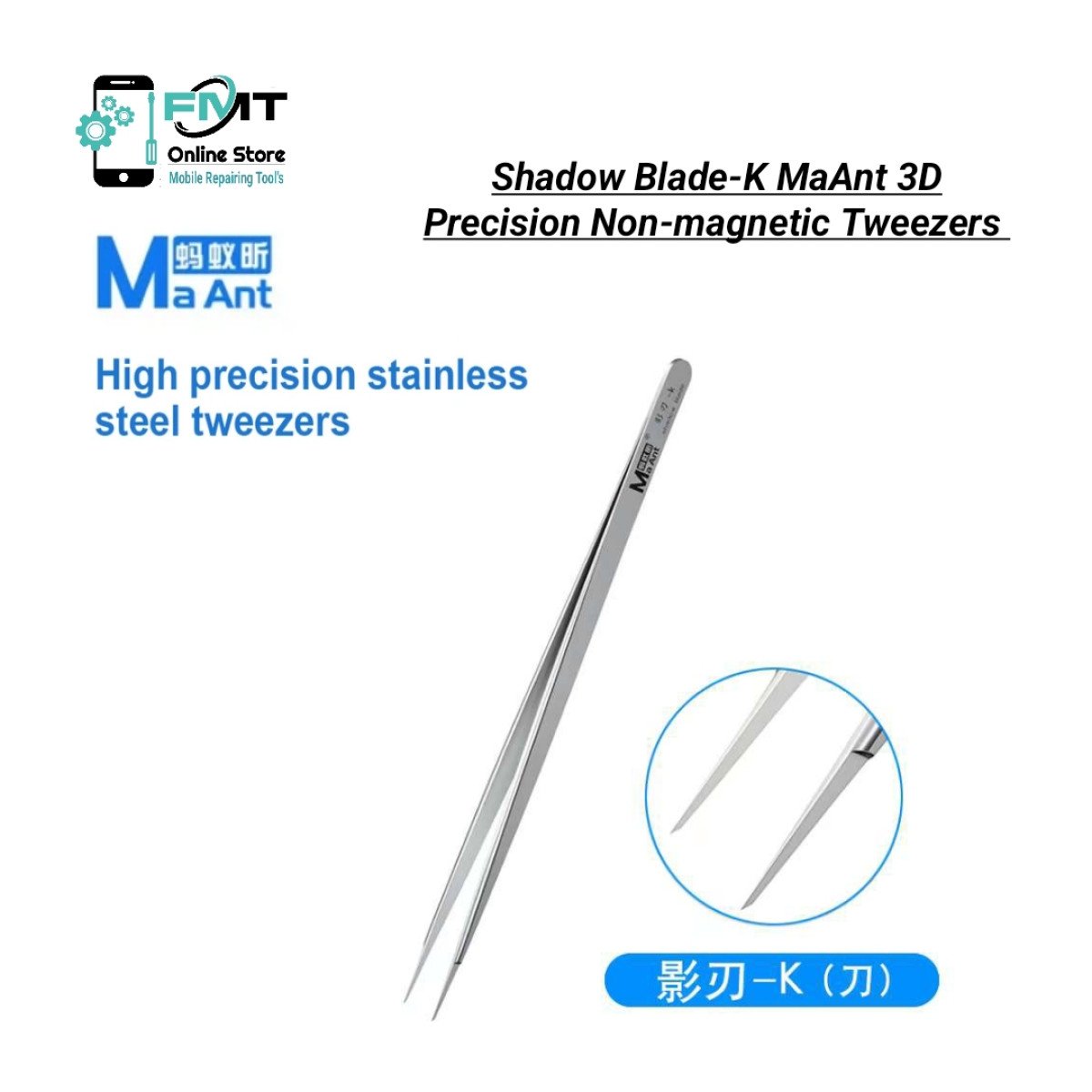 Shadow Blade-K MaAnt 3D Precision Non-magnetic Tweezers