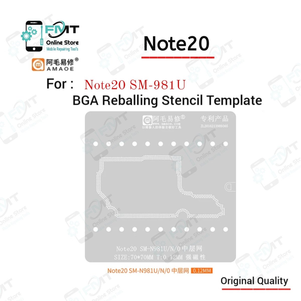 Note20 AMAOE Middle Board Reballing Stencil