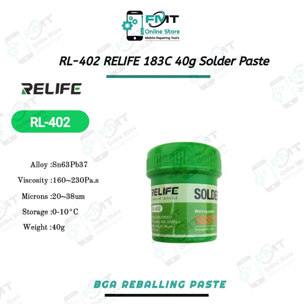 RL-402 RELIFE 183°C 40g Reballing Solder Paste