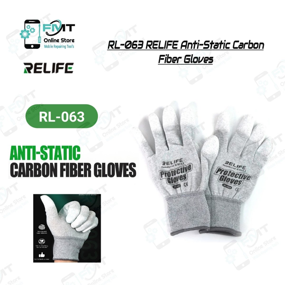 RL-063 RELIFE Anti-Static Carbon Fiber Gloves