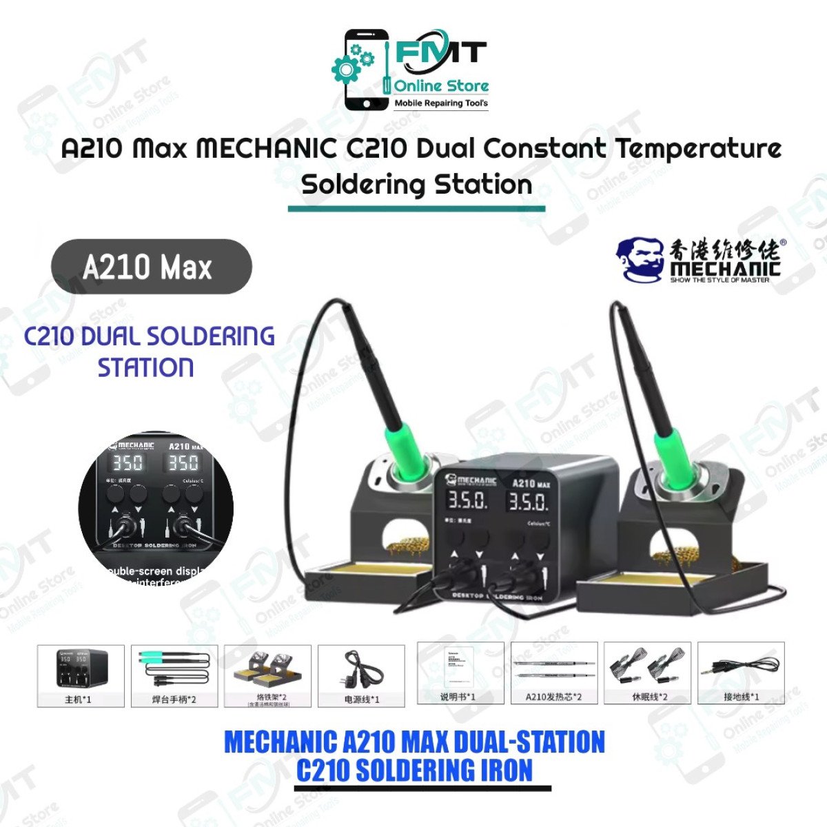 A210 Max MECHANIC Dual Constant Temperature Soldering Station
