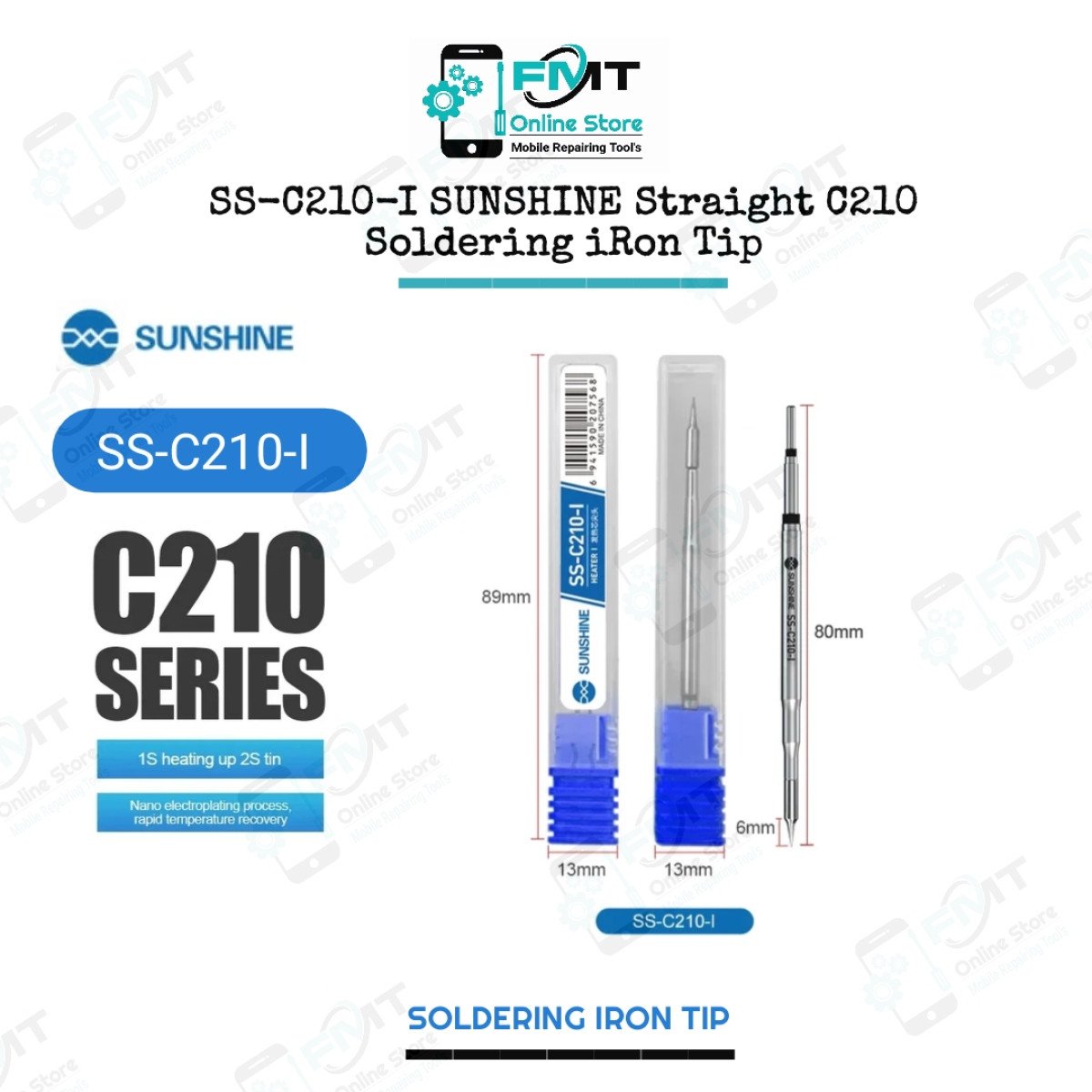 SS-C210-I SUNSHINE Straight C210 Soldering Iron Tip