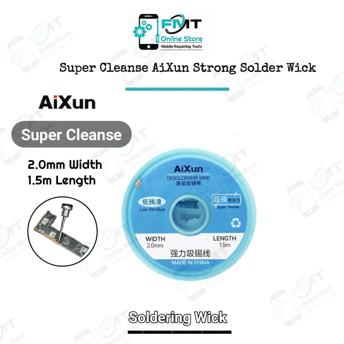 Super Cleanse AiXun 2.0mm Width 1.5m Length Strong Solder Wick