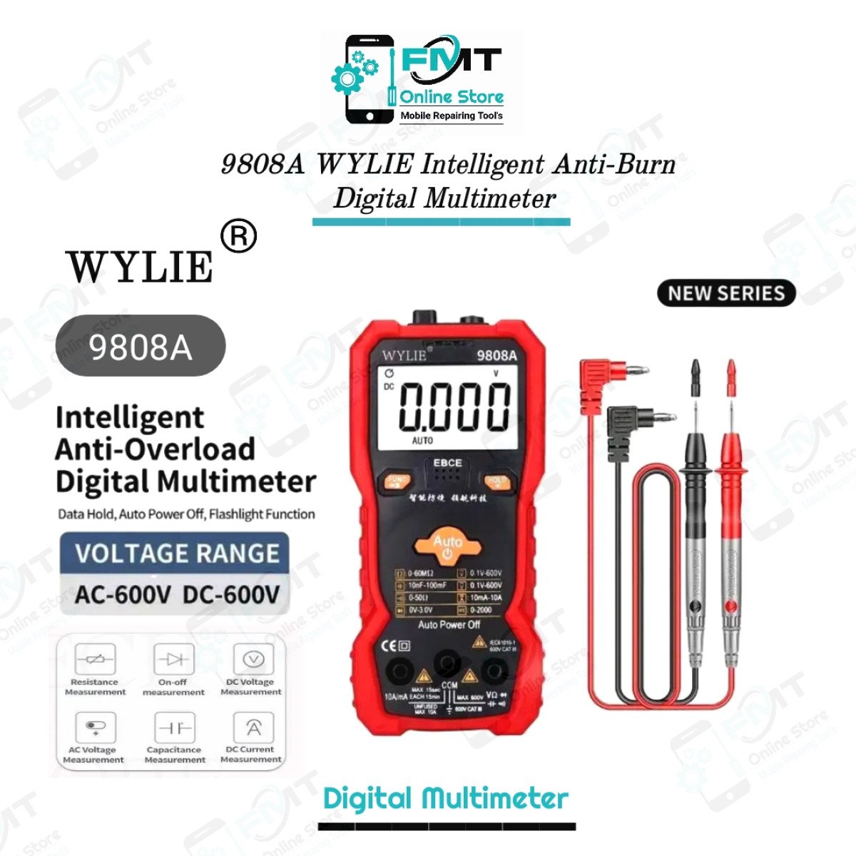9808A WYLIE Intelligent Anti-Burn Digital Multimeter