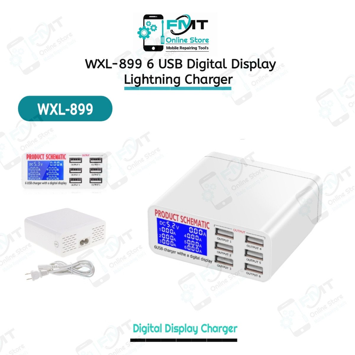 WLX-899 40W 6USB Digital Display Charger