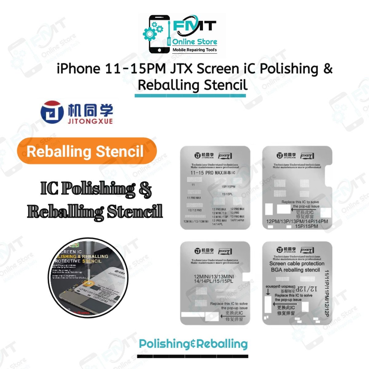iPhone11-15PM Jitongxue Screen ic Polishing&Reballing Stencil