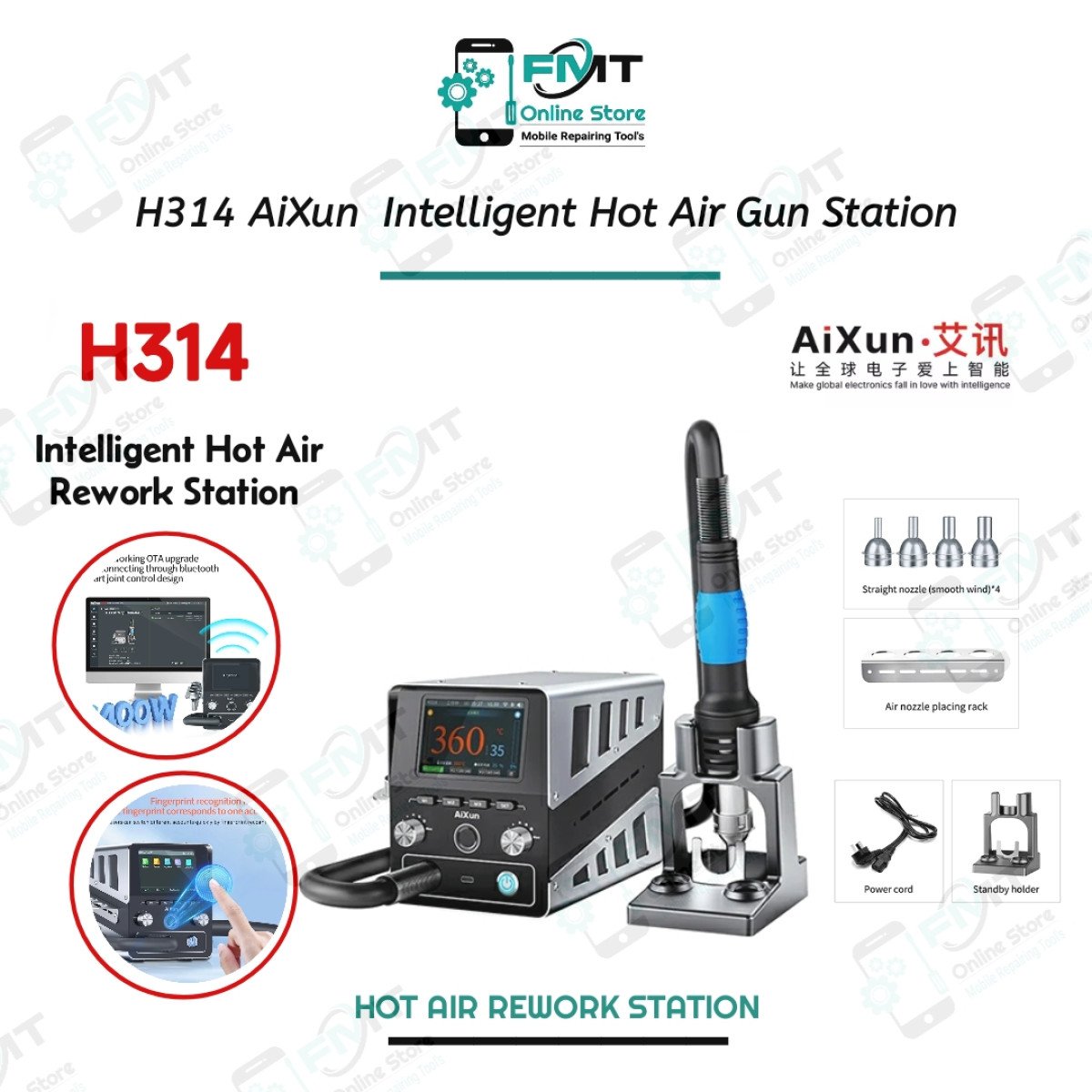 H314 AiXun Intelligent Hot Air Gun Soldering Station