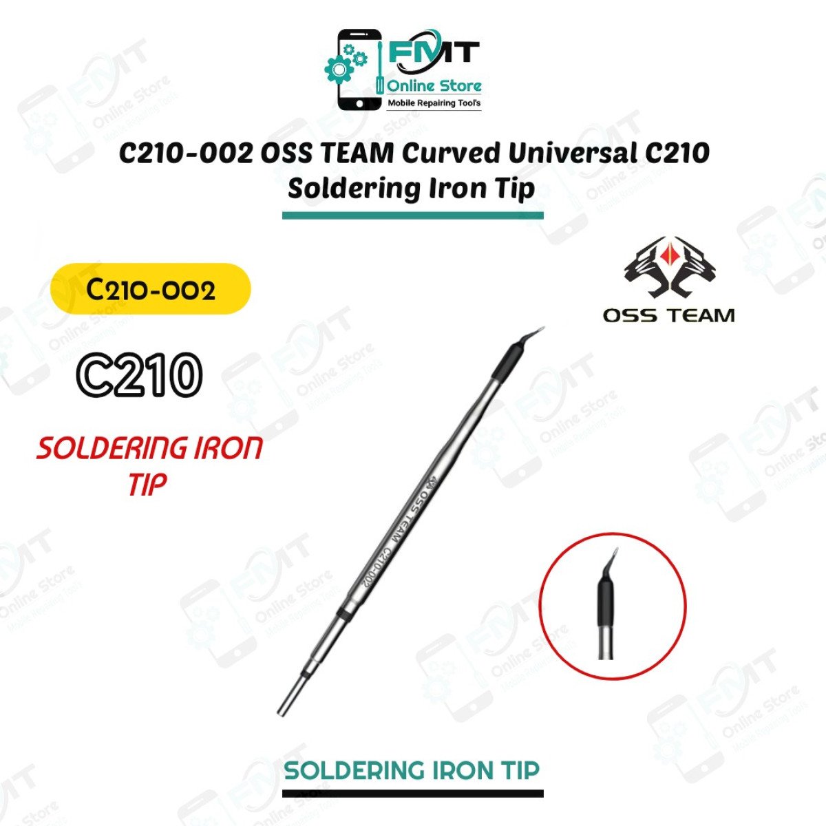 C210-002 OSS TEAM Curved Universal C210 Soldering Iron Black Tip