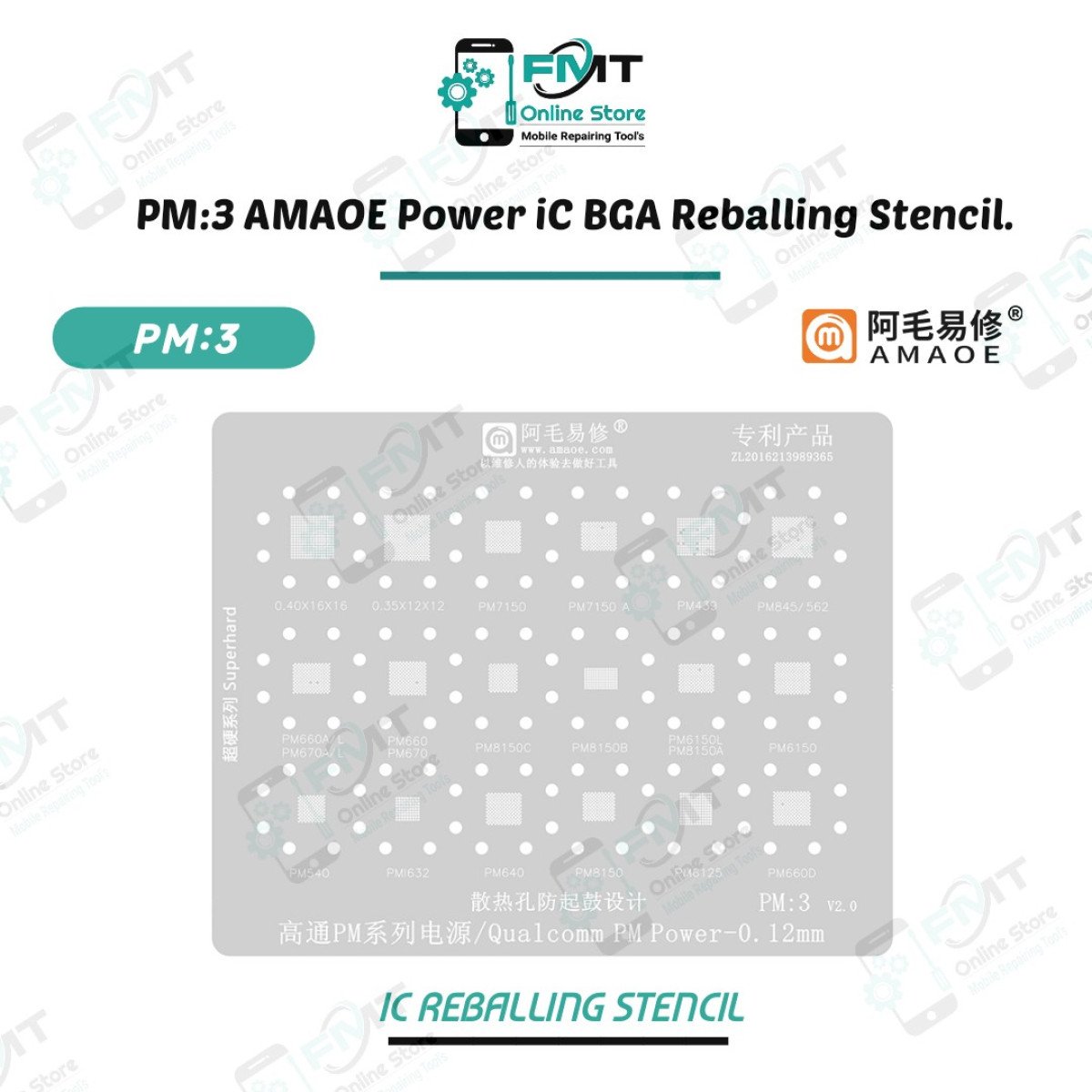 PM:3 AMAOE Power iC BGA Reballing Stencil