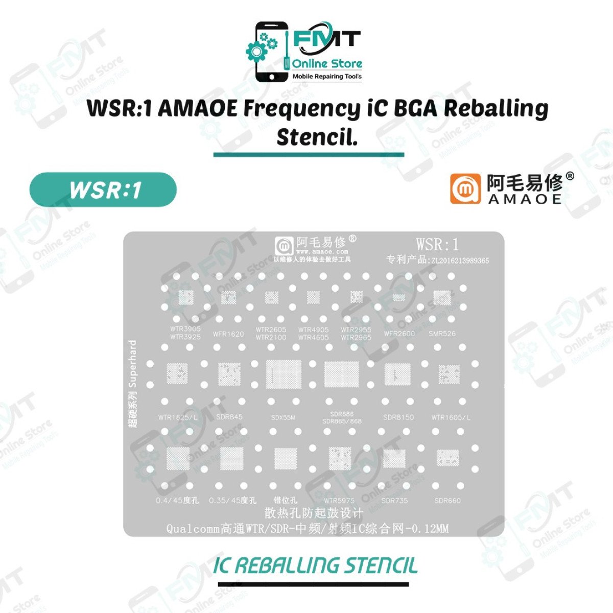 WSR:1 AMAOE Frequency iC BGA Reballing Stencil