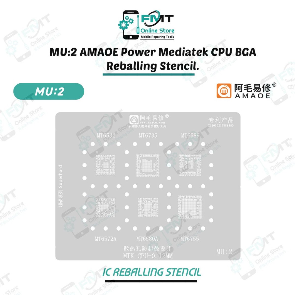 MU:2 AMAOE Mediatek CPU BGA Reballing Stencil