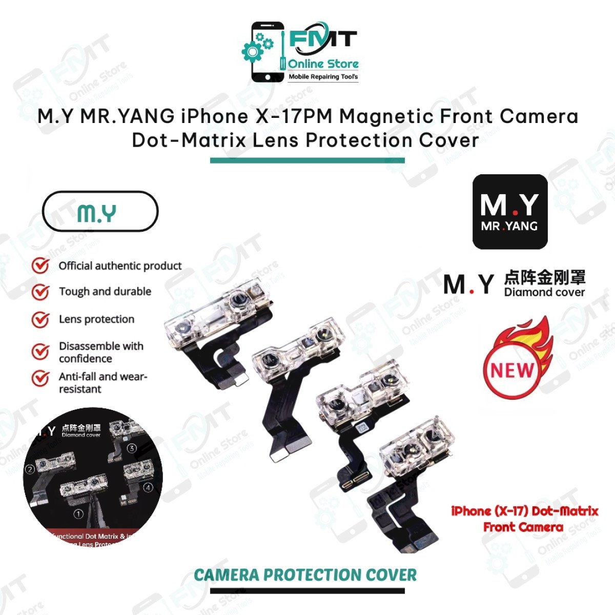 M.Y MR.YANG iPhone X-17PM Magnetic Front Camera Dot-Matrix Lens Protection Cover
