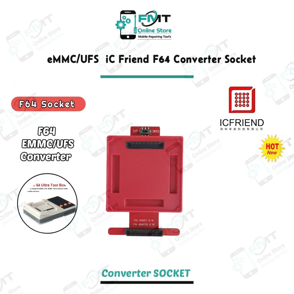 eMMC/UFS iC Friend F64 Convertor Socket.
