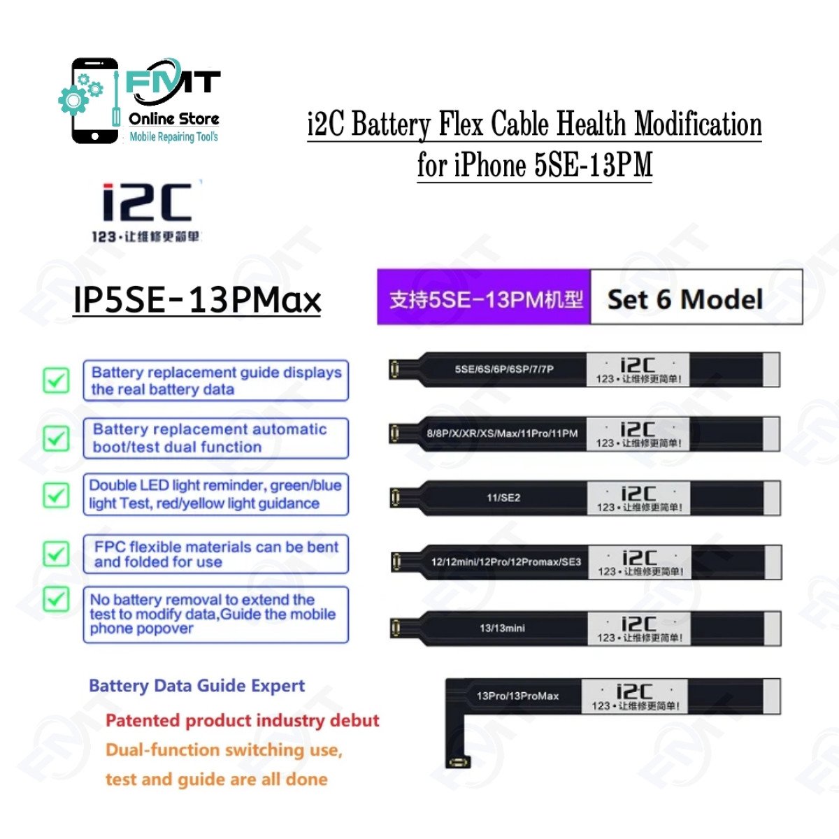 i2C Battery Flex Cable Health Data Guide Booting Modification for iPhone 5SE-13PMX
