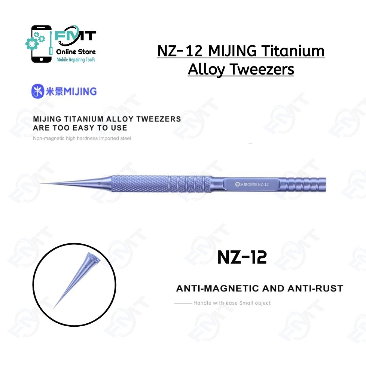 NZ-12 MIJING Straight Titanium Alloy Tweezers